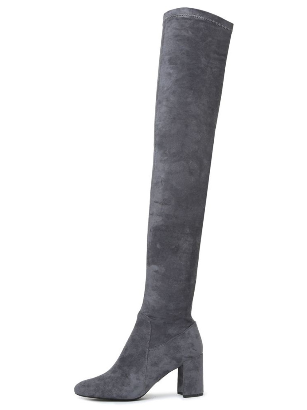 Jeffrey Campbell Gray Suede Over-the-Knee Block Heel Boots